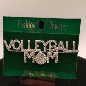Volleyball Mom Bling Brooch
